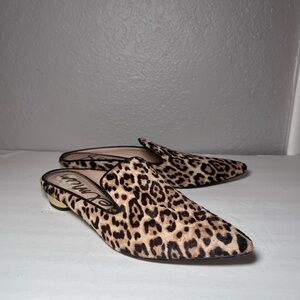 Sam Edelman Augustine Leopard Print Calf Hair Pointed Mules Slip On